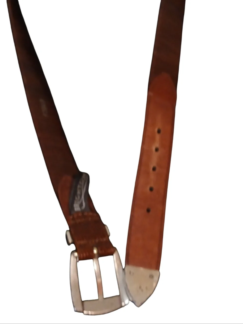 Brighton -Men's Brown Leather Belt, Geometric Pattern Bohemian Type Buckle 40 in